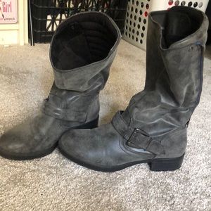COPY - Grey buckle moto boots